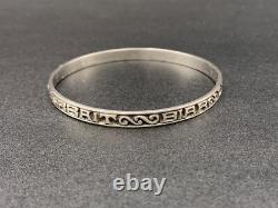 Antique Basque solid silver bangle bracelet with motto