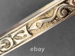 Antique Basque solid silver bangle bracelet with motto