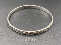 Antique Basque solid silver bangle bracelet with motto