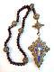 Antique Bavarian Silver Filigree Enamel Garnet Rosary 19th Century Germany