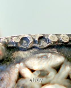 Antique Berber Turquoise Bracelet in Solid Silver with Crab Stamp, Kabyle Morocco