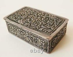 Antique Box Argent Massive Chiseled Silver Box Tabatière