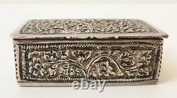 Antique Box Argent Massive Chiseled Silver Box Tabatière