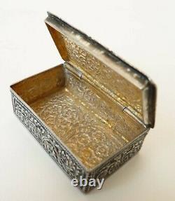 Antique Box Argent Massive Chiseled Silver Box Tabatière