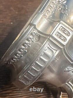 Antique Box with 4 Salt Cellars and a Mustard Pot in Solid Silver, Minerva Stamp