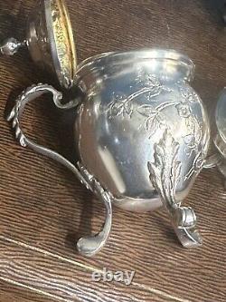 Antique Box with 4 Salt Cellars and a Mustard Pot in Solid Silver, Minerva Stamp