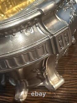 Antique Box with 4 Salt Cellars and a Mustard Pot in Solid Silver, Minerva Stamp