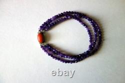 Antique Bracelet in Amethyst, Coral, and Silver