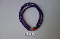 Antique Bracelet in Amethyst, Coral, and Silver
