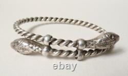 Antique Bracelet with Snake Heads, Solid Silver, 33g