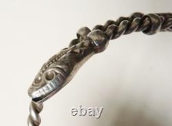 Antique Bracelet with Snake Heads, Solid Silver, 33g