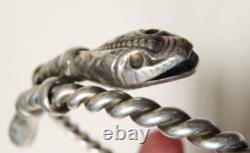 Antique Bracelet with Snake Heads, Solid Silver, 33g