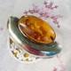 Antique Brooch / Antique Jewelry 925 Silver And Amber (ref. 00002-02469)