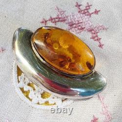 Antique Brooch / Antique Jewelry 925 Silver and Amber (Ref. 00002-02469)