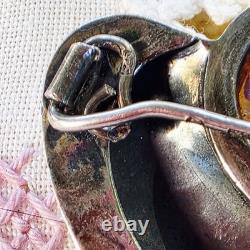 Antique Brooch / Antique Jewelry 925 Silver and Amber (Ref. 00002-02469)