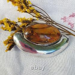 Antique Brooch / Antique Jewelry 925 Silver and Amber (Ref. 00002-02469)