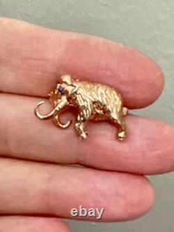 Antique Brooch Mammoth Vermeil Silver Rose Gold Real Sapphire Eye