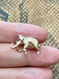 Antique Brooch Mammoth Vermeil Silver Rose Gold Real Sapphire Eye Antique Brooch Mammoth Vermeil Silver Rose Gold Real Sapphire Eye