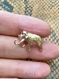 Antique Brooch Mammoth Vermeil Silver Rose Gold Real Sapphire Eye