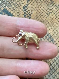 Antique Brooch Mammoth Vermeil Silver Rose Gold Real Sapphire Eye