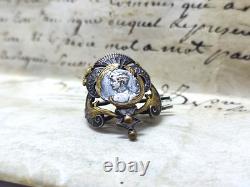 Antique Brooch in Vermeil Silver Filigree 19th Century Sarah Bernhardt