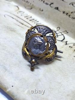 Antique Brooch in Vermeil Silver Filigree 19th Century Sarah Bernhardt