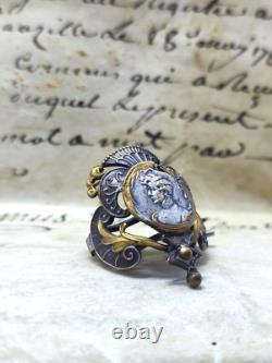 Antique Brooch in Vermeil Silver Filigree 19th Century Sarah Bernhardt