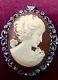 Antique Cameo 1920/25 Brooch And Pendant In Solid Silver And Diamonds