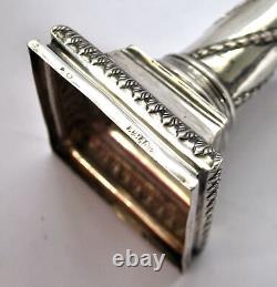 Antique Candle Holder Lamp Base SOLID SILVER Silversmith A. MANZ Switzerland Weevil 21cm