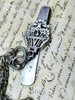 Antique Châtelaine Clasp Solid Silver Floral Decoration 19th Century
