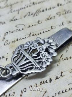 Antique Châtelaine Clasp Solid Silver Floral Decoration 19th Century