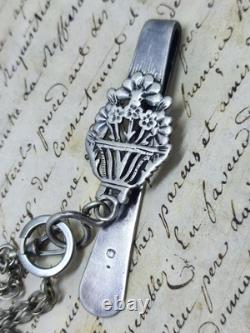 Antique Châtelaine Clasp Solid Silver Floral Decoration 19th Century