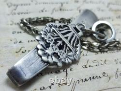Antique Châtelaine Clasp Solid Silver Floral Decoration 19th Century