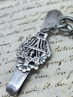 Antique Châtelaine Clasp Solid Silver Floral Decoration 19th Century