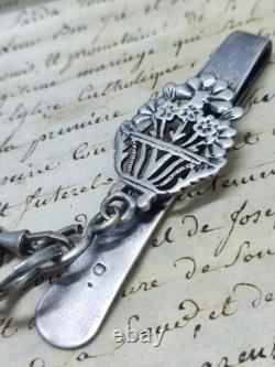 Antique Châtelaine Clasp Solid Silver Floral Decoration 19th Century