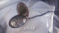 Antique Chatelaine In Silver Solid Mirror XIX Eme Necklace Medaillon Mirror