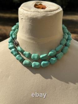 Antique Chinese Export Turquoise Sterling Silver Necklace