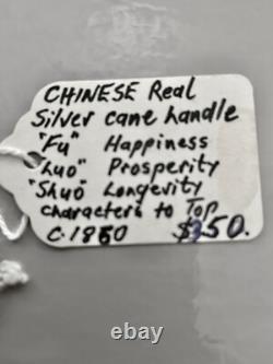 Antique Chinese Silver Cane Handle (1850)