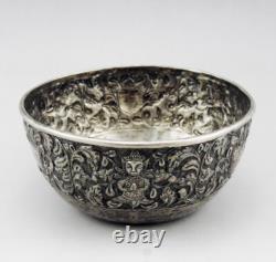 Antique Chinese solid silver bowl, hallmarked, made in China for a Thai order