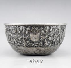 Antique Chinese solid silver bowl, hallmarked, made in China for a Thai order