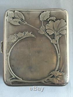 Antique Cigarette Case In Sterling Silver Art Nouveau Period, 1900