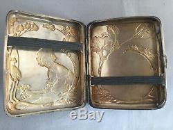 Antique Cigarette Case In Sterling Silver Art Nouveau Period, 1900