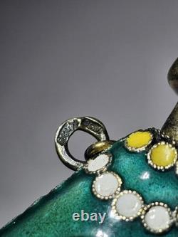 Antique Cloisonné Enamel Perfume Bottle 916 Gold-Plated Solid Silver Russian USSR