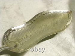 Antique Covered Knife and Pie Server, Solid Silver, Guilloché, Minerva, M O