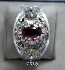 Antique Crab Stamped Filigree Berber Kabyle Solid Silver Bracelet