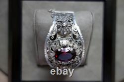 Antique Crab Stamped Filigree Berber Kabyle Solid Silver Bracelet