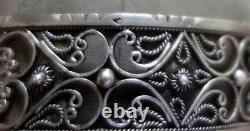 Antique Crab Stamped Filigree Berber Kabyle Solid Silver Bracelet
