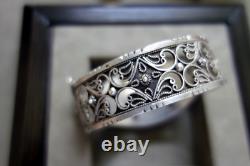 Antique Crab Stamped Filigree Berber Kabyle Solid Silver Bracelet