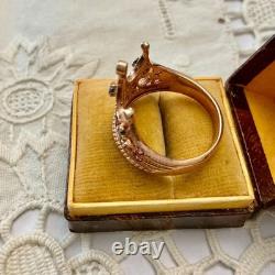 Antique Crown Ring with Beautiful Tourmaline, Sapphire, Solid Silver / Rose Gold Vermeil