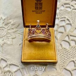 Antique Crown Ring with Beautiful Tourmaline, Sapphire, Solid Silver / Rose Gold Vermeil